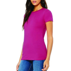 T-shirts pour femmes de couleur unie de qualité supérieure T-shirts décontractés en coton de couleur unie 100% à vendre - Product Image 5