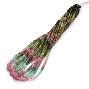 Turmalina Multicolor AAA+ de 3.5x6mm-4x10mm, Tubo Facetado, Briolette, Turmalina Natural, Piedra Preciosa, Cuentas de Cilindro para Joyería - Product Image 2