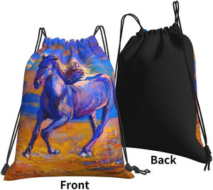 Sac à dos en polyester à cordon de serrage avec logo personnalisé Sac de sport de grande capacité Sac à provisions portable à motif solide et tendance - Product Image 2