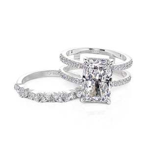 Jeulia Luxury Diamond Inset Radiant Cut <b>Puzzle</b> <b>Ring</b> Set 2Pcs for Wedding - Product Image 4