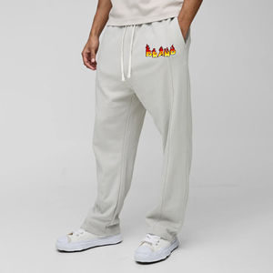Pantalones de hombre de algodón 100% al por mayor, pantalones de chándal holgados de gran tamaño con diseño personalizado, pantalones de chándal de pierna ancha informales lavados personalizados para hombre - Product Image 1