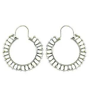 "Princess-Cut Rhodium-Plated 925 <b>Silver</b> <b>Huggie</b> Earrings for Women's Trendy Religious Daily Wear" - Product Image 1