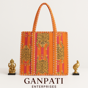 Sac fourre-tout pour femme en coton matelassé de qualité supérieure fait à la main 300 GSM Fermeture éclair Motif imprimé vintage Toile élégante Lavable Léger - Product Image 4