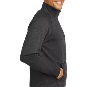 Men Quarter-Zip Raglan Fleece Heather <b>Black</b> <b>Sweatshirt</b> - Cozy and Lightweight Pullover for Layering, Ideal for Casual Wear - Product Image 5