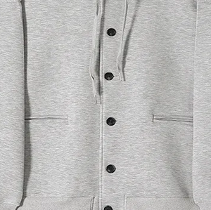 Sudadera con capucha de algodón 100% de talla grande a precio barato, sudadera con capucha de Color sólido al por mayor, sudadera térmica abotonada Premium para hombre - Product Image 4