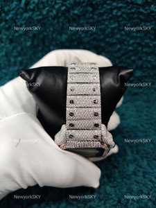 DEF Color VVS Moissanite Diamond Iced Hip Hop Bling Bustdown Relojes de pulsera cuadrados de acero inoxidable de alta calidad para hombres Famosos - Product Image 5