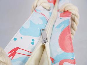 Bolso de mano personalizado impreso verano flamenco playa bolso de compras de lona portátil OEM tamaño stock de moda para mujeres suministro al por mayor - Product Image 3