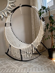 Hamaca redonda grande hecha a mano de macramé, columpio para interior y exterior, estilo bohemio, hamaca tejida a mano, columpio para dormitorio, decoración de jardín - Product Image 3