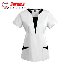 Short Sleeve V-neck Uniform Women's Scrubs Uniforms, Medical Scrubs Top with custom logo and design, - Product Image 5