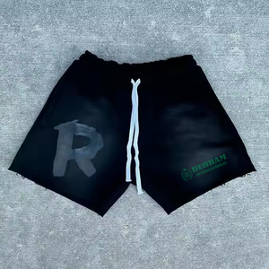 Fabricant de shorts pour hommes légers au design personnalisé tissu en coton délavé au soleil sérigraphié short en éponge française pour hommes - Product Image 2