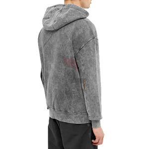 Sudadera con capucha de chenilla de tamaño bordado personalizado Sudadera con capucha de algodón bordado desgastado para hombres a precio al por mayor mezcla de algodón básico - Product Image 5