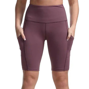 Pantalones cortos de cintura alta para mujer al por mayor, pantalones cortos de poliéster para correr, entrenamiento atlético, Yoga, pantalones cortos de motorista personalizados para gimnasio para mujer, pantalones cortos de Yoga - Product Image 1