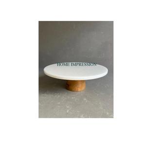 Soporte de tarta de boda con tapa de mármol completo con base de madera para bodas y fiestas de celebración con tapa de mármol a precios al por mayor - Product Image 1