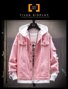 แจ็กเก็ตยีนส์วินเทจสำหรับผู้ชายเสื้อโค้ทยีนส์ลำลองสีพื้นแฟชั่น - Product Image 5