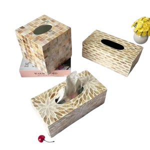 Natural Shell Tissue Box Luxury Handmade Tissue Holder Elegant Desktop Organizer for Hotel Home Use Wholesale - Product Image 1