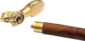 Bâton de canne de marche de style vintage nautique antique avec poignée de lion en laiton design en bois massif bâton de marche charmant pour cadeau - Product Image 2