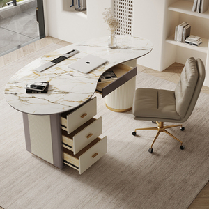 Modern Ergonomic Wooden <b>Computer</b> <b>Desk</b> Ceramic Glass Surface Home Study Writing Table Multi Functional Storage Drawer Office Work - Product Image 4