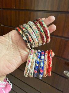 Custom Made Handmade Brass Beaded Coral Inlay Bangle Bracelets Crafted Skilled Artisans Using Traditional Techniques <b>for</b> - Product Image 2