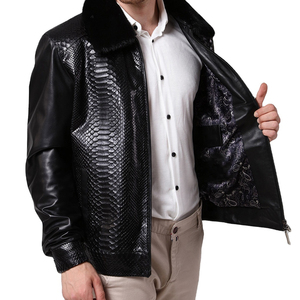 Luxury for Leather <b>Jacket</b> for <b>Men</b> Handcrafted Real Exotic Skin Premium Finish OEM Branding Long <b>Thin</b> Waterproof Breathable - Product Image 6