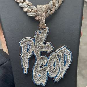 Collier avec plaque de nom en argent 925 plaqué or 14 carats pour homme, entièrement serti de moissanite, personnalisable, bling bling, pendentif hip hop pour rappeurs - Product Image 1