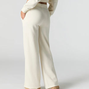 Haute qualité 100% coton polaire surdimensionné jambe large Baggy pantalon ceinture élastique coupe ample tenue décontracté Flare pantalons de survêtement - Product Image 2