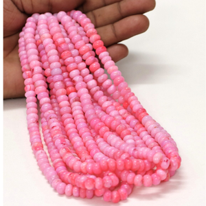 Perles d'opale rose foncé : pierre précieuse AAA, rondelle, 7-10 mm, brin de 15 pouces - Product Image 4