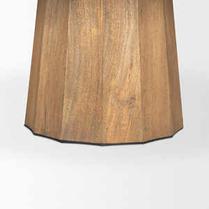 Mesa de Comedor de Madera de Mango Maciza de Tamaño Compacto, Nueva, con Base de Pedestal, para Cafetería, Bar, Cocina, Restaurante, con Acabado Natural y Negro - Product Image 5