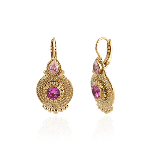 Design classique plaqué or 925 argent sterling rose calcédoine pierres précieuses boucles d'oreilles pendantes pour les femmes - Product Image 3