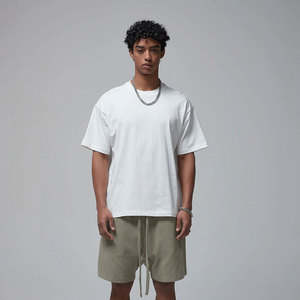 T-shirt épais surdimensionné à manches courtes avec logo personnalisé, T-shirts vierges respirants en gros pour hommes - Product Image 4