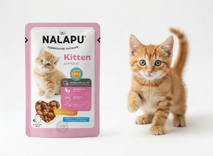 NALAPU Nourriture humide pour chatons en sachet, haute teneur en viande, vitamines et minéraux, sans céréales, non-OGM, biologique, pour chatons en croissance, 77g - Product Image 4