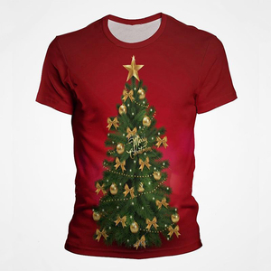 Nouvelle mode T-shirt de Noël pour hommes blanc rouge avec logo imprimé vêtements d'été 100% coton biologique court longueur techniques lavées - Product Image 5