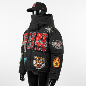 Chaqueta acolchada de Invierno para mujer con estilo, tela de poliéster de alta densidad bordada con logotipo personalizado, chaqueta acolchada negra cálida para mujer - Product Image 4