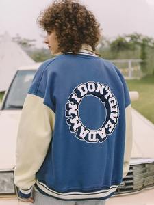 OEM Custom High Quality Wool Body Varsity Jacket Vintage Letterman Winter <b>Coat</b> Stand Collar Hood Latest Designs Canvas Fabric - Product Image 2