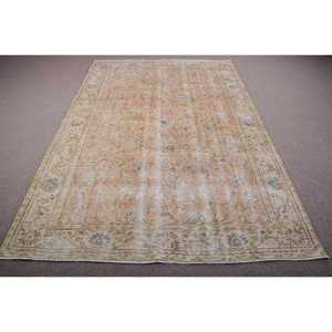 Vintage Rug, 5,9x8,9 ft Turkish Rug, <b>Brown</b> Polka dot <b>Wool</b> Rug - Product Image 1