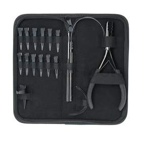 Kit d'outils pour extensions capillaires de salon, comprenant des pinces à micro-perles, des pinces à déposer les micro-perles, une aiguille à boucle et à crochet, 12 clips de séparation et aiguilles - Product Image 4
