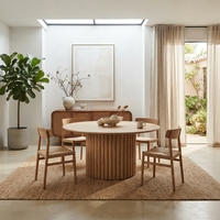Armoire de rangement en bois scandinave moderne avec base cannelée, fabriquée à la main à Bali, pour salon, hôtel, usage multifonctionnel, grande capacité