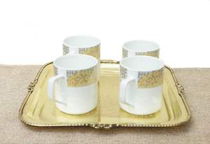 ถาดทองเหลือง ถาดเสิร์ฟทองเหลืองทรงสี่เหลี่ยม ศิลปะประณีตสําหรับการเสิร์ฟในครัวในแบบหรูหรา รายการของขวัญตกแต่งห้องครัว - Product Image 4