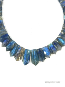 Collier ras de cou en quartz bleu feu naturel de qualité AAA, luxe, facetté, 18 pouces - Product Image 5