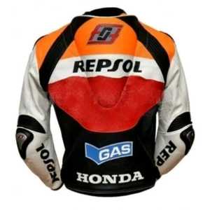 HONDA REPSOL MEN <b>MOTORBIKE</b> LEATHER JACKET RIDER RACING - Product Image 4