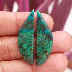 Pendientes de Piedra de Crisocola Natural, Cabujones de Piedras Preciosas Verdes Sueltas, Pares de Cabujones de Piedra para la Fabricación de Joyas - Product Image 3