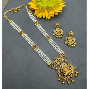 Twini 6080 D-6 Set Imitation Pearl & Antique Gold Plated <b>Necklace</b>/Earrings/Bracelet Jewelry for Women's Wedding & Gift Occasions - Product Image 2