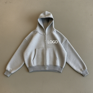 Streetwear d'hiver OEM ODM Sweat à capuche zippé uni vierge en coton imprimé personnalisé oversize pour hommes - Product Image 3