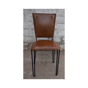 Chaise de salle à manger en cuir véritable avec cadre en fer meubles de restaurant rembourrés pour café hôtels pour restaurants cafés vente en gros en vrac - Product Image 1