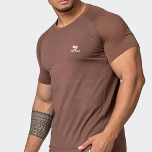 Nouveauté T-shirt musculaire de haute qualité durable de couleur personnalisée - Polyester/coton Séchage rapide et respirant Col rond Manches courtes - Product Image 3