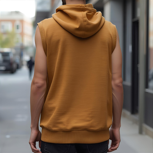 Bienvenido diseño personalizado Sudadera con capucha sin mangas Algodón Fleece Pullover Sudadera Muscle Tank Style con opciones OEM/ODM - Product Image 1