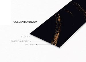 Azulejos de porcelana pulida de alto brillo modernos de 600x1200mm, BORDEAUX DORADO para uso interior para villas, escuelas, pisos, textura sólida - Product Image 3