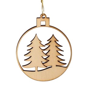 Adorno de Navidad de madera cortado con láser creativo, decoración colgante de muñeco de nieve, colgante de madera Natural para árbol de Navidad y decoración del hogar - Product Image 3