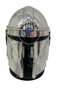 <b>Mandalorian</b> <b>Helmet</b> 18 Gauge Steel Medieval <b>Helmet</b> Boba Fett <b>Mandalorian</b> <b>Helmet</b> Silver Polish With Liner Halloween Party Props - Product Image 2