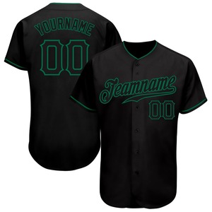 Venta al por mayor ropa deportiva industria Custom Black-Kelly Green Authentic Baseball Jersey - Product Image 1