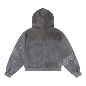 Nouveau Sweat à Capuche Unisexe Personnalisé avec Fermeture Éclair, Style OEM Unique, Effet Délavé Acide, Appliqué, 100% Coton, Coupe Oversize, Hiver, Hip Hop, Coupe-Vent et Thermique, Vente en Gros - Product Image 2